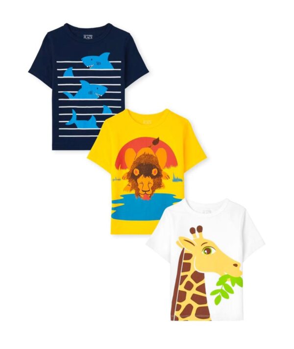 Toddler Boys Short Sleeve Multi Color Graphic T-Shirt, 3 Pack