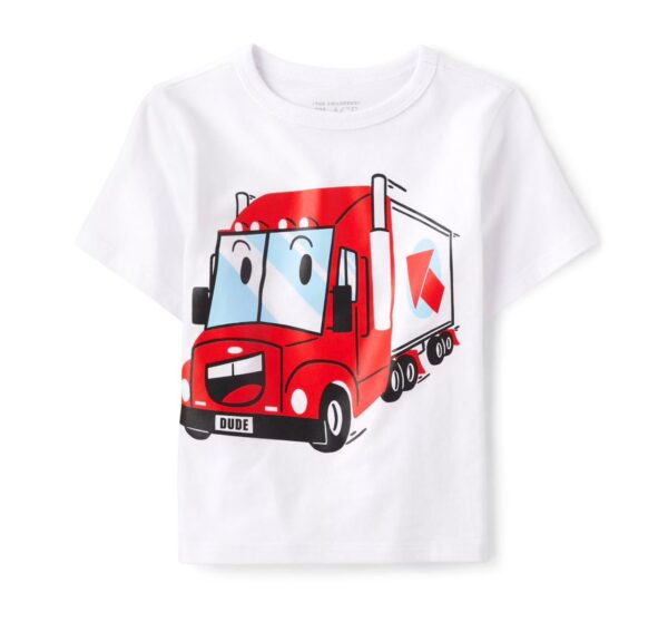 Baby And Toddler Boys Truck Graphic Tee - White